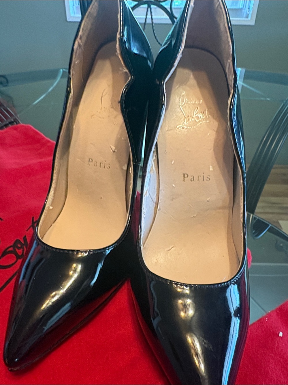 Christian Louboutin Black Patent Leather Pointed Toe Pumps